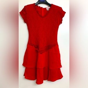 Red lace dress with layered skirt size large